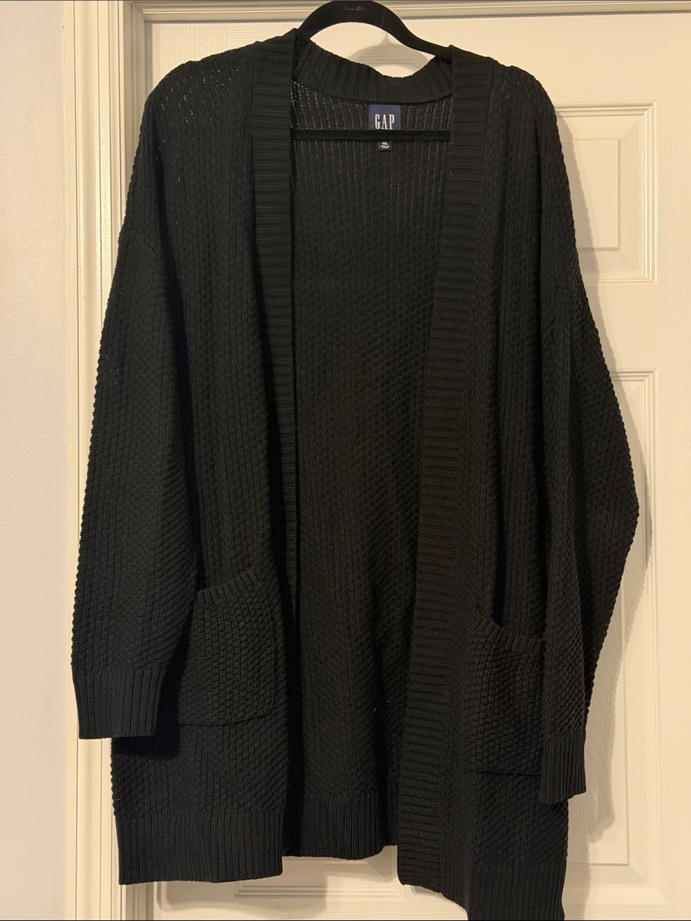 GAP Black Open-Front Chunky Knit Cardigan